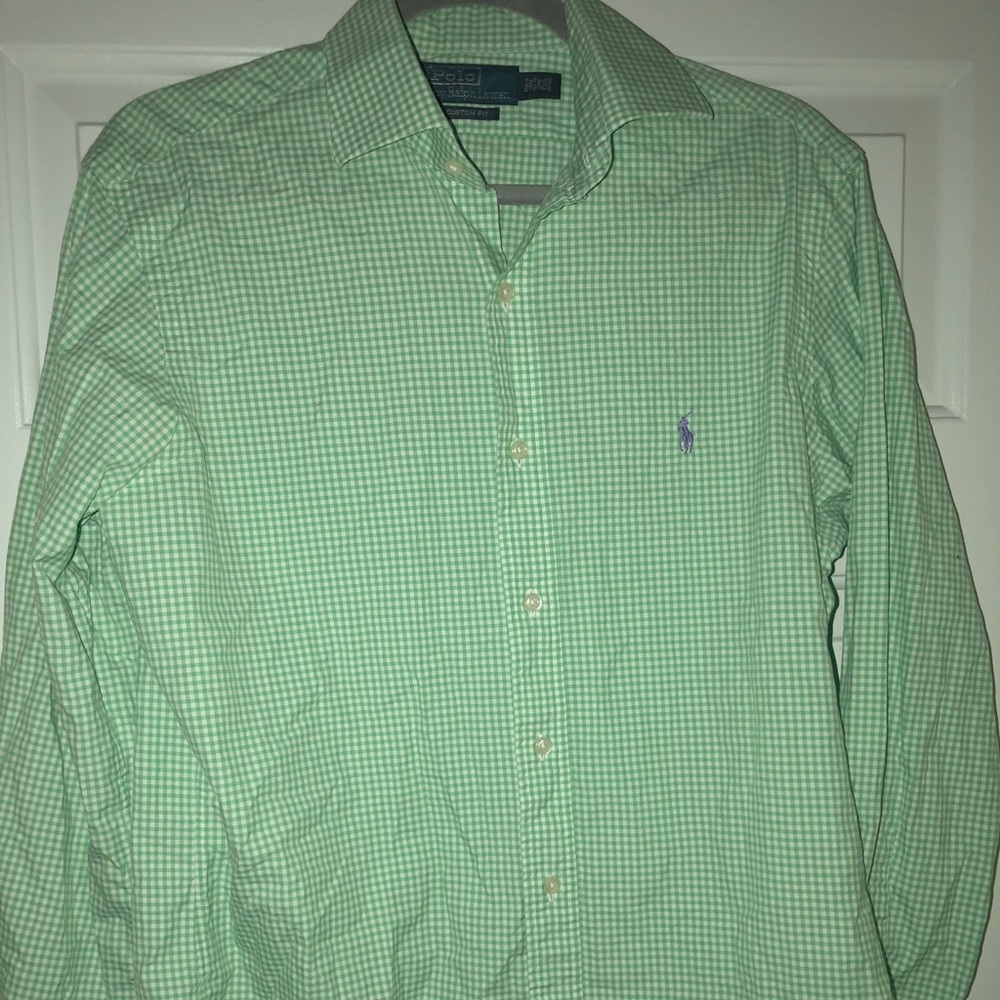 Men’s Polo green gingham print 15 1/2 32/33